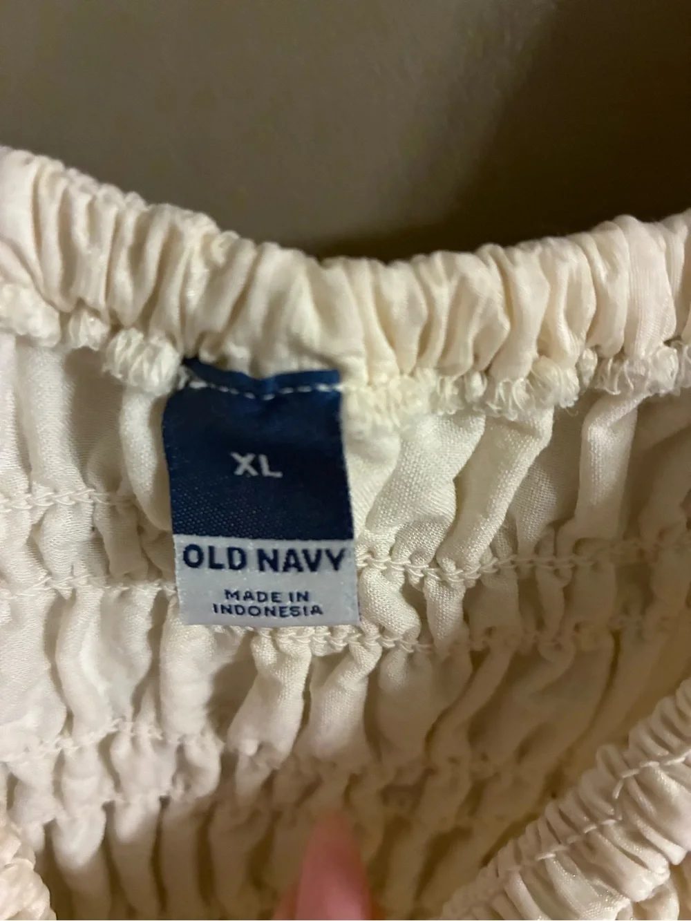 Old Navy Cream Smocked Square-Neck Peasant Blouse